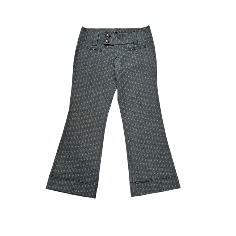 NWT Mandee Gray Pinstripe Stretch Flare Trouser Dress Pants